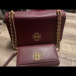 Authentic Tory Burch handbag and matching wallet.